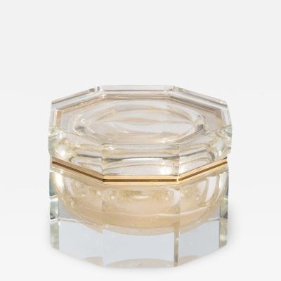 Hand Blown Murano Octagonal Glass Box L with 24 Karat Gold Flecks