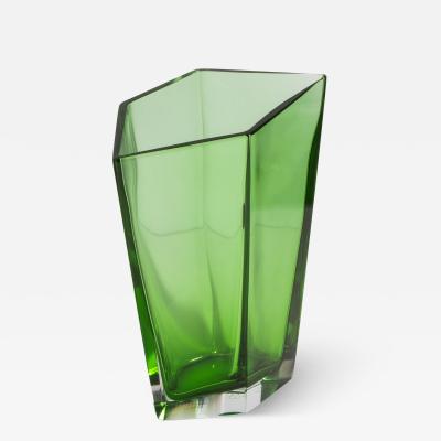 Hand Blown Murano Penta Vase in Green Large