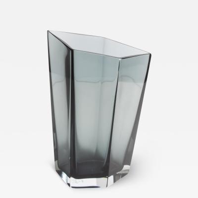 Hand Blown Murano Penta Vase in Grey Large