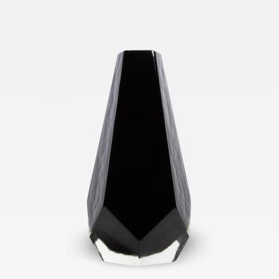 Hand Blown Murano Pentagonal Vase in Black