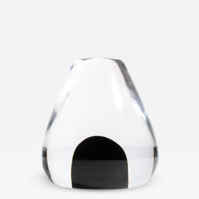 Hand Blown Murano Sculpture in Crystal Clear with the Black Detail