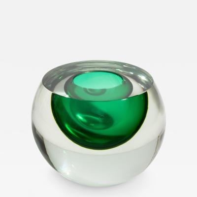 Hand Blown Murano Sphere Vase in Emerald Green Small