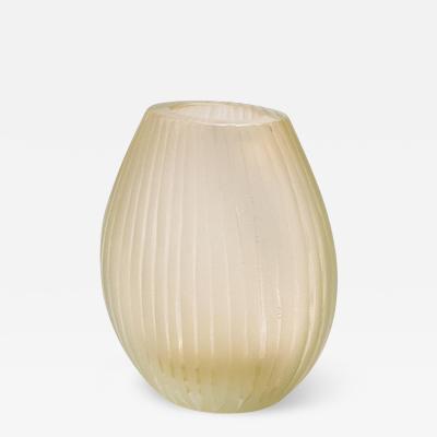 Hand Blown Murano Supreme Vase in Clear with 24 karat Gold Flecks Medium