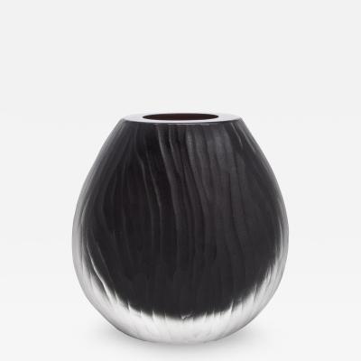 Hand Blown Murano Supreme Vase in Onyx Black Large
