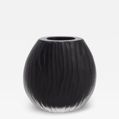 Hand Blown Murano Supreme Vase in Onyx Black Medium