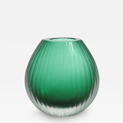 Hand Blown Murano Surpime Vase in Emerald Green Large