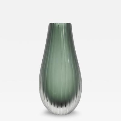 Hand Blown Murano Surpime Vase in Eucalyptus Green