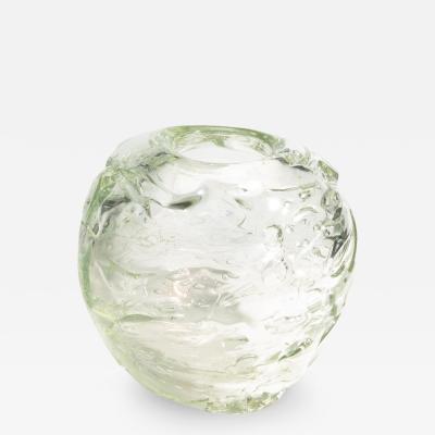 Hand Blown Murano Vase External Sbruffi in Clear