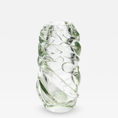 Hand Blown Murano Vase Gomitolo in Clear with a Hint of Green