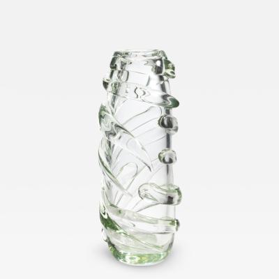 Hand Blown Murano Vase Gomitolo in Clear with a Hint of Green Extra Tall