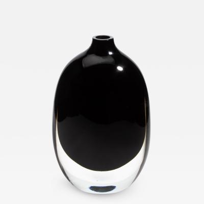 Hand Blown Murano Vase Sommerso in Black Onyx