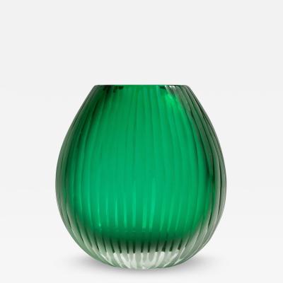 Hand Blown Murano Vase Suprime in Emerald Green Small