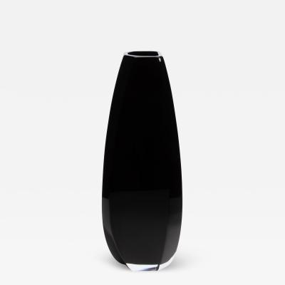 Hand Blown Murano Vase Vela in Onyx Black Tall