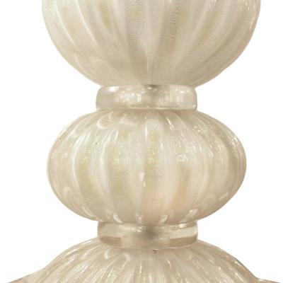 Hand Blown Pair of Murano Pearlescent Rigadin Glass Table Lamps with Aventurina 