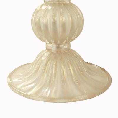 Hand Blown Pair of Murano Pearlescent Rigadin Glass Table Lamps with Aventurina 