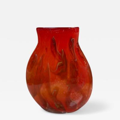 Hand Blown Red Murano Art Glass Italian Vase