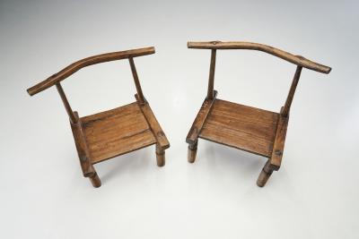 Hand Carved African Baule Tribal Chairs Ivory Coast Early 20th century