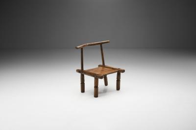 Hand Carved African Baule Tribal Chairs Ivory Coast Early 20th century