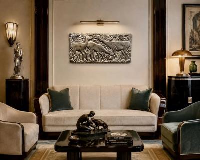 Hand Carved Antelope and Gazelle Decorative Relief Panel