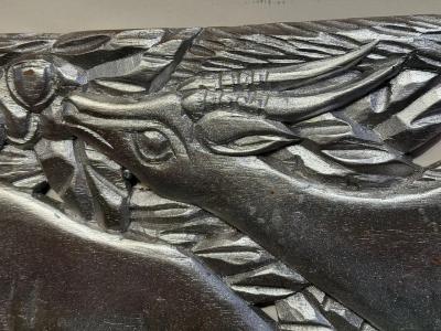 Hand Carved Antelope and Gazelle Decorative Relief Panel