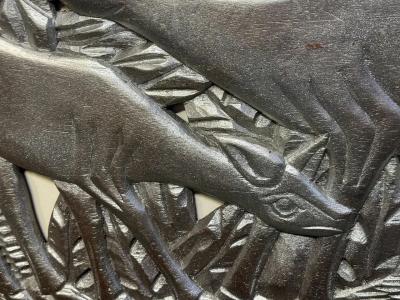 Hand Carved Antelope and Gazelle Decorative Relief Panel