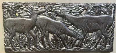 Hand Carved Antelope and Gazelle Decorative Relief Panel