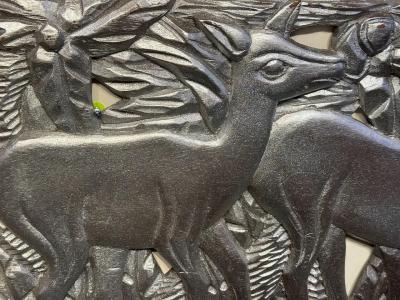 Hand Carved Antelope and Gazelle Decorative Relief Panel