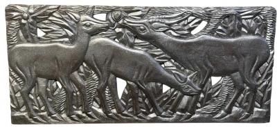 Hand Carved Antelope and Gazelle Decorative Relief Panel