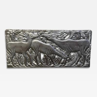 Hand Carved Antelope and Gazelle Decorative Relief Panel