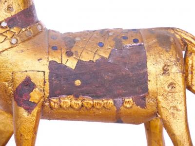 Hand Carved Gilt Gold Animal Sculpture Wood Base Decorative Piece