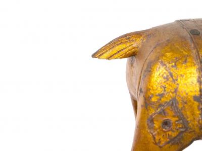 Hand Carved Gilt Gold Animal Sculpture Wood Base Decorative Piece