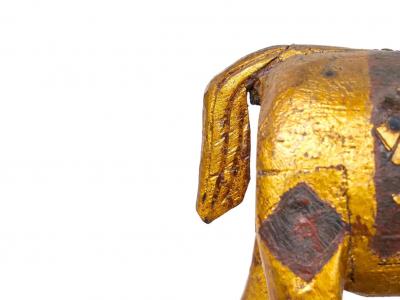 Hand Carved Gilt Gold Animal Sculpture Wood Base Decorative Piece