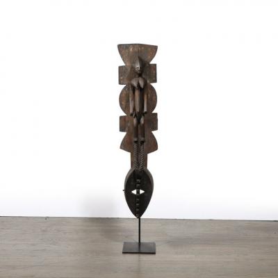 Hand Carved Mossi Tribe Ceremonial Wood Mask on Elevated Sculptural Base