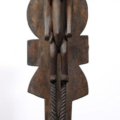 Hand Carved Mossi Tribe Ceremonial Wood Mask on Elevated Sculptural Base