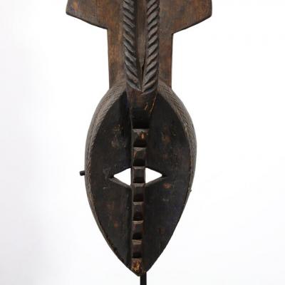 Hand Carved Mossi Tribe Ceremonial Wood Mask on Elevated Sculptural Base