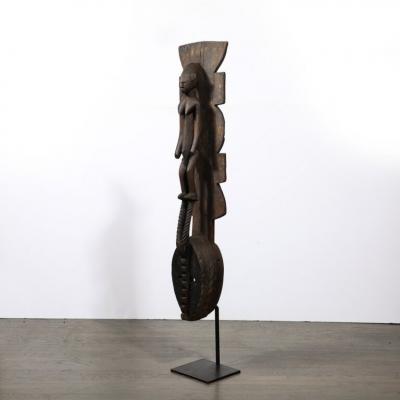 Hand Carved Mossi Tribe Ceremonial Wood Mask on Elevated Sculptural Base