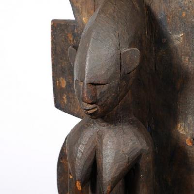 Hand Carved Mossi Tribe Ceremonial Wood Mask on Elevated Sculptural Base