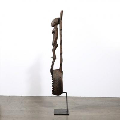 Hand Carved Mossi Tribe Ceremonial Wood Mask on Elevated Sculptural Base