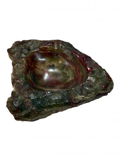 Hand Carved Multicolor Marble Ashtray with Natural Raw Edge