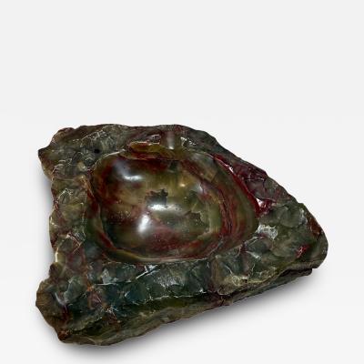 Hand Carved Multicolor Marble Ashtray with Natural Raw Edge