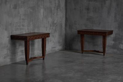 Hand Carved Ornate Wooden Console Tables France Late 19th Century