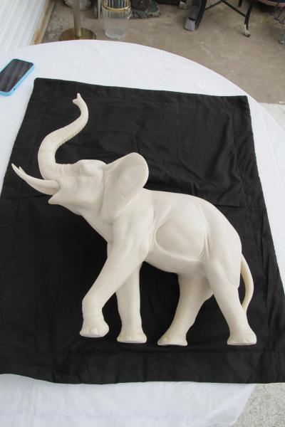 Hand Carved Resin Stone Elephant Good Luck Trunk