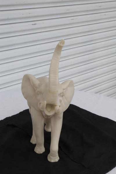 Hand Carved Resin Stone Elephant Good Luck Trunk