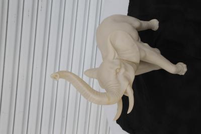 Hand Carved Resin Stone Elephant Good Luck Trunk