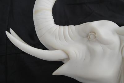 Hand Carved Resin Stone Elephant Good Luck Trunk