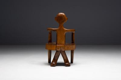 Hand Carved Rural Figure Chair France 20th Century