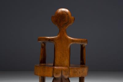 Hand Carved Rural Figure Chair France 20th Century