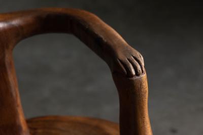 Hand Carved Rural Figure Chair France 20th Century