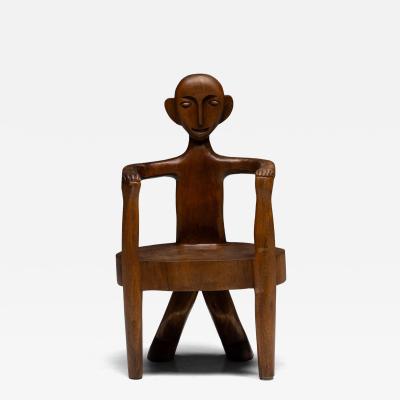Hand Carved Rural Figure Chair France 20th Century