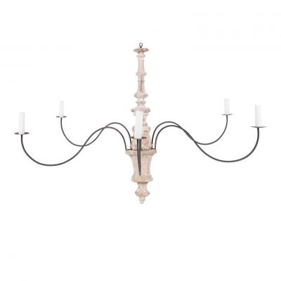 Hand Carved Six Arm Chandelier